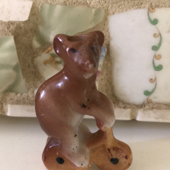Tiny little porcelain bear on a bicycle! - Picture 1 of 8